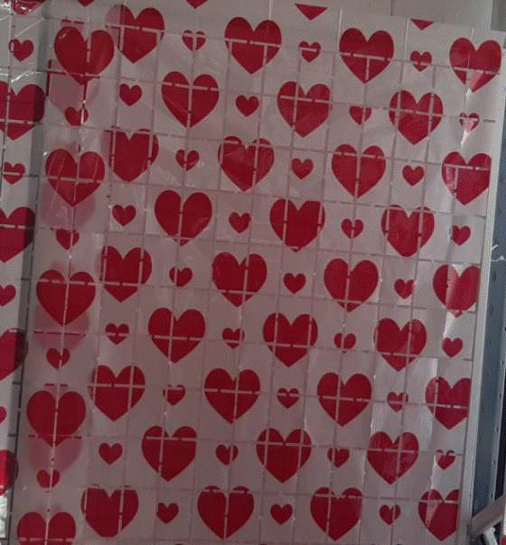 Door Curtain - White with Red Hearts 1x2m