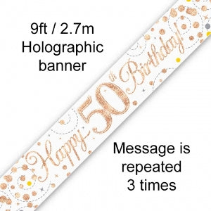Banner Sparkling Fizz Rose Gold 50th Birthday