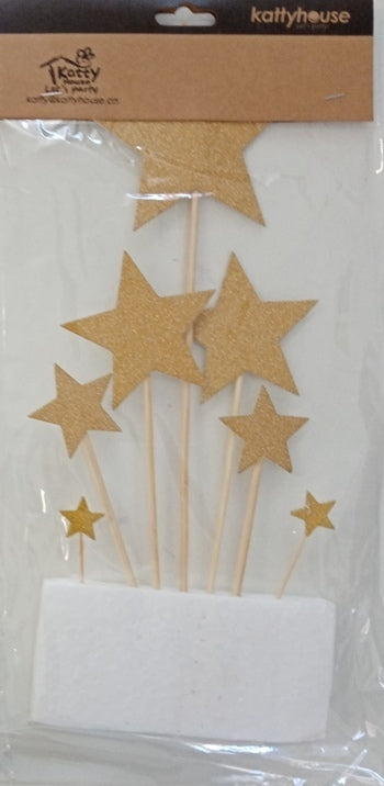 Decoration Stars on Sticks (7) Gold