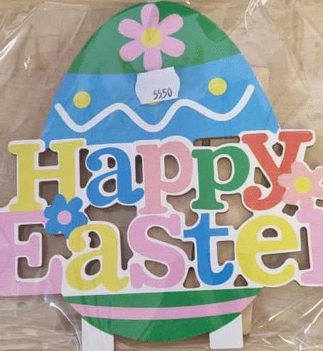 Wooden Deco Happy Easter Egg 17x18cm