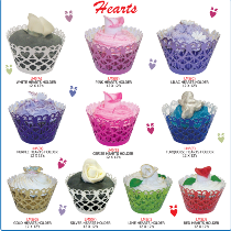 Muffin Cups Fancy Lace Hearts Turquoise (12)