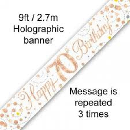 Banner Sparkling Fizz Rose Gold Happy 70th