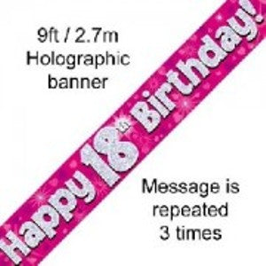 Banner Happy 18th Birthday Pink