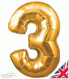 Foil Balloon Super Shape 3 Gold 34 inch