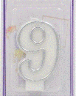 Candle - No 9 Silver 7cm