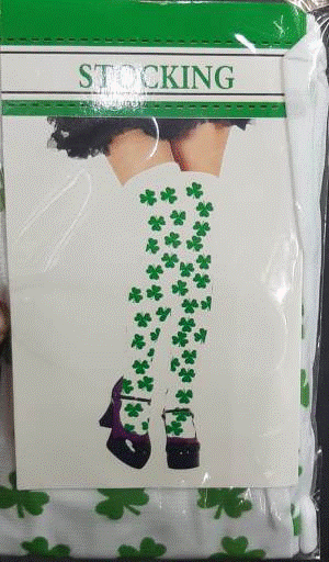 Stockings Thigh High White with Clovers