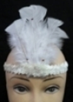 Headband Sequin with White Feather