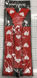 Suspender Braces Red with White Hearts Broad