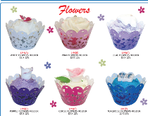 Muffin Cups Fancy Lace Flowers Turquoise (12)