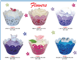 Muffin Cups Fancy Lace Flowers Turquoise (12)