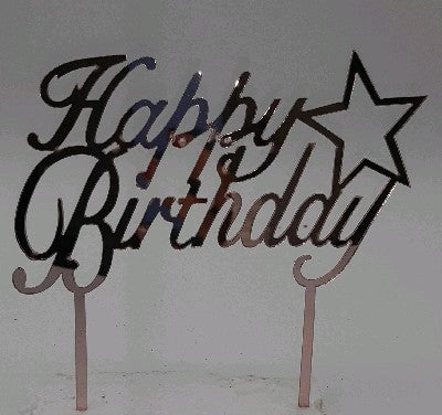 Cake Topper Happy Birthday Rose Gold