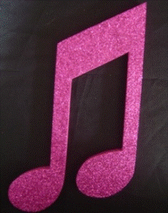 Poly Double Music Note 30cm Pink Glitter