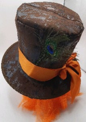 Mad Hatter Tea Party Hat with Orange Hair