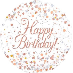 Foil Balloon -Happy Birthday Sparkling Rose Gold