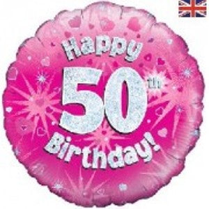 Foil Balloon Happy 50th Birthday Pink