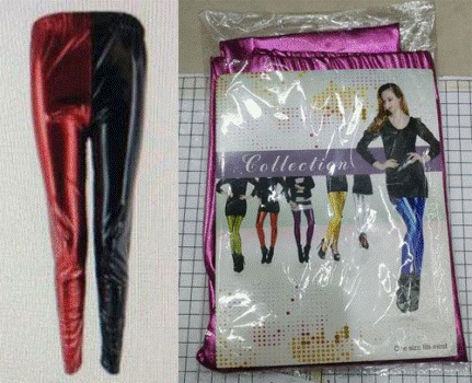 Leggings Shiny Black &amp; Red L88c