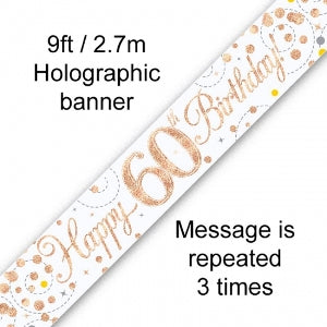 Banner Sparkling Fizz Rose Gold 60th Birthday