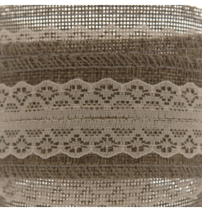 Ribbon - Hemp Grey with Lace 4.5cmx5m