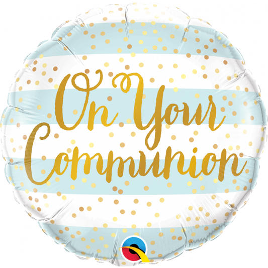 Foil Balloon On Your Communion Blue