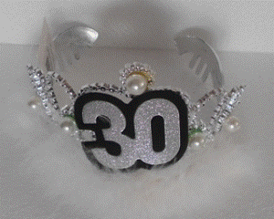 Tiara Silver with Fur &amp; Pearls 30th