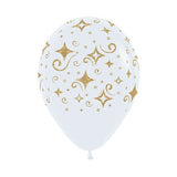 Balloon - Latex Gold Diamond Glitter on White