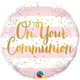 Foil Balloon On Your Communion Pink