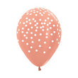 Balloon - Latex White Confetti  on Metallic Rose Gold