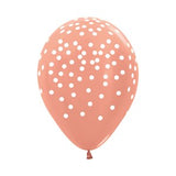 Balloon - Latex White Confetti  on Metallic Rose Gold