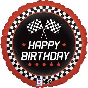 Foil Balloon Happy Birthday Checkered Flag