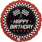 Foil Balloon Happy Birthday Checkered Flag