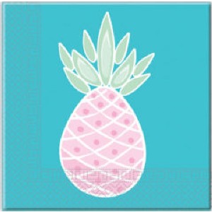 Serviettes - Turquoise with Pineapple (20)
