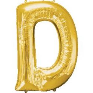 Foil Balloon Super Shape Letter D Gold