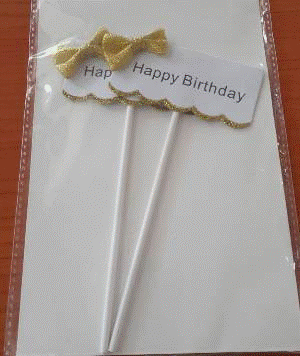 Cake Topper - Happy Birthday Bows