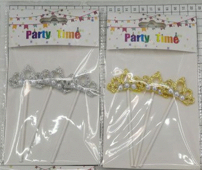 Cake Topper - Crown &amp; Pearls 3pc assorte