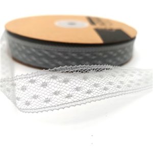 Ribbon - Lace Dot Grey 2cm p/m (45m)