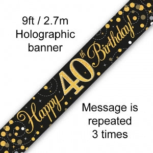 Banner Sparkling Fizz 2.7m 40th Birthday