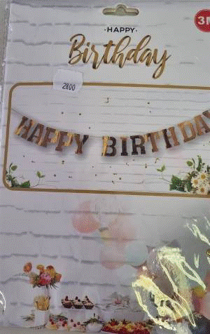 Letter Banner Happy Birthday Gold 3m