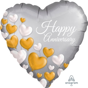 Foil Balloon Anniversary Platinum Hearts