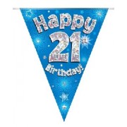 Bunting Happy 21 Birthday blue