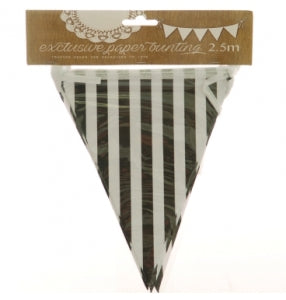 Bunting -Paper-Stripe Black 2.5m