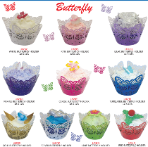 Muffin Cups Fancy Lace Butterfly Turquoise (12)