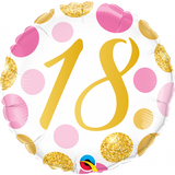Foil Balloon Pink & Gold Dots 18