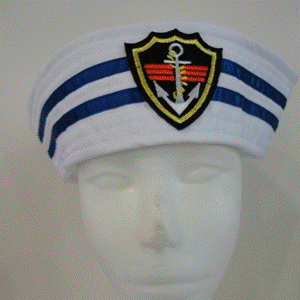 Sailor Hat White with Blue Stripes/Anchor