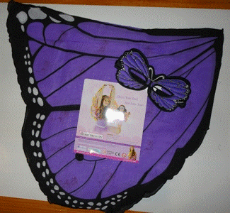 Poncho &amp; Mask Purple Butterfly