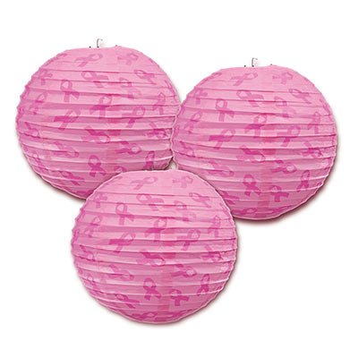 Pink Ribbon Paper Lanterns 24cm (3)