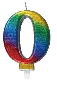 Candle - Numeric 0 Metallic Rainbow