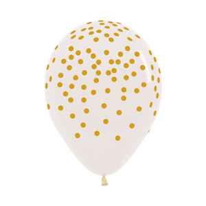 Balloon - Latex Gold Confetti on Crystal Clear