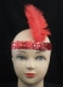 Headband Sequin Red &amp; Red Feather