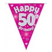 Bunting Happy 50 Birthday pink