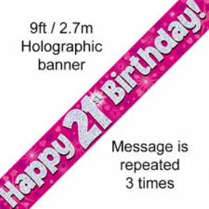 Banner Happy 21st Birthday Pink